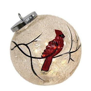 Snowy Cardinal Light Up Ball Ornament - The Fox Decor